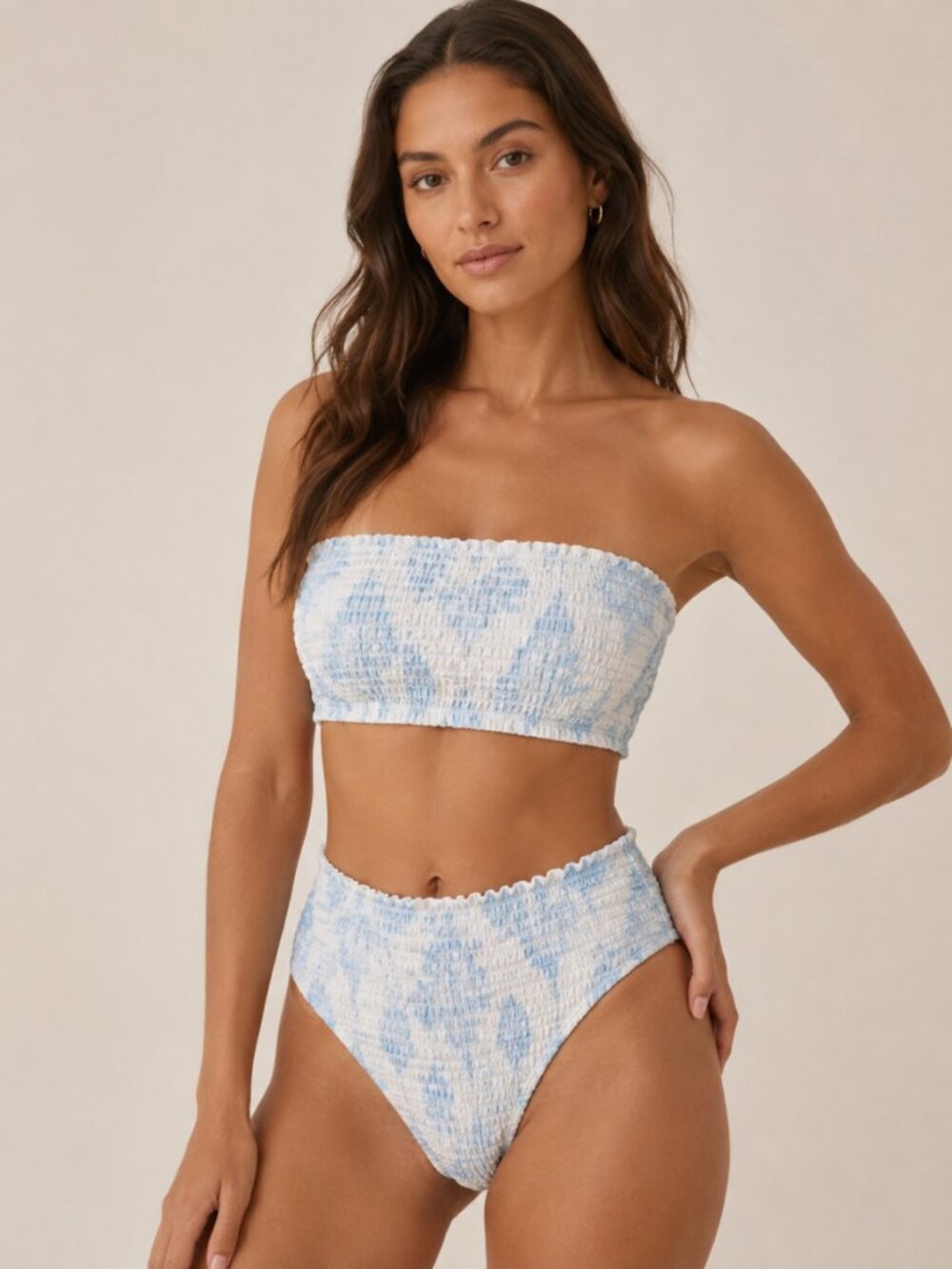 Reformation Ventura Smocked Bikini Bottom in Teacup Size S